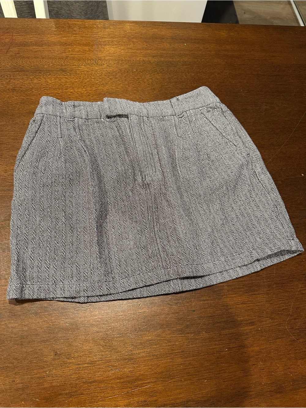 Free People Gray Herringbone Mini Skirt